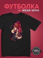 Футболка черная с коротким рук. DXS WEAR - RETRO BLINK (100%хлопок) G-bGfjf6h1znLuDebawUb2